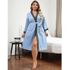 image:imageEkouaer Plus Size Robe for Women Waffle Knit Bathrobe Short Lightweight Kimono Robes with Pockets Maternity Robe SXXLLight Blue
