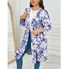 image:imageEkouaer Women Plus Size Robe Knee Length Lightweight Bathrobe Short Kimono Robes with Pockets Maternity RobePurple White Flowers