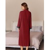 image:imageEkouaer Women Zipper Robe Long Sleeve House Coats Velour Robes Soft Bathrobe with Pockets Nightgown S3XLRed
