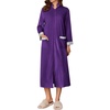 image:imageEkouaer Women Zipper Robe Long Sleeve House Coats Velour Robes Soft Bathrobe with Pockets Nightgown S3XLPurple