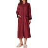image:imageEkouaer Women Zipper Robe Long Sleeve House Coats Velour Robes Soft Bathrobe with Pockets Nightgown S3XLRed