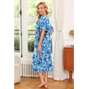 image:imageEkouaer 2 Pack House Dresses for Women with Pockets Short Sleeve Moo Moos Floral Print Mumu DressesBlue FloralButterfly Floral