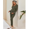image:imageEkouaer Maternity Pajama Set Button Down Nursing Pajamas Long Sleeve Breastfeeding Loungewear with Adjustable PantsArmy Green