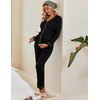 image:imageEkouaer Maternity Pajama Set Button Down Nursing Pajamas Long Sleeve Breastfeeding Loungewear with Adjustable PantsBlack