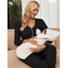 image:imageEkouaer Maternity Pajama Set Button Down Nursing Pajamas Long Sleeve Breastfeeding Loungewear with Adjustable PantsBlack
