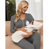 image:imageEkouaer Maternity Pajama Set Button Down Nursing Pajamas Long Sleeve Breastfeeding Loungewear with Adjustable PantsDeep Grey