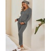 image:imageEkouaer Maternity Pajama Set Button Down Nursing Pajamas Long Sleeve Breastfeeding Loungewear with Adjustable PantsDeep Grey