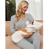 image:imageEkouaer Maternity Pajama Set Button Down Nursing Pajamas Long Sleeve Breastfeeding Loungewear with Adjustable PantsLight Grey