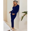 image:imageEkouaer Maternity Pajama Set Button Down Nursing Pajamas Long Sleeve Breastfeeding Loungewear with Adjustable PantsNavy Blue