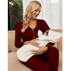 image:imageEkouaer Maternity Pajama Set Button Down Nursing Pajamas Long Sleeve Breastfeeding Loungewear with Adjustable PantsWine Red