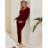 image:imageEkouaer Maternity Pajama Set Button Down Nursing Pajamas Long Sleeve Breastfeeding Loungewear with Adjustable PantsWine Red