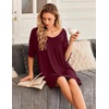 image:imageEkouaer Nightgowns for Women Bamboo Viscose Sleepshirt Short sleeve Nightshirt V Neck T shirt Night gown Boyfriend SleepwearRed