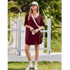 image:imageEkouaer Nightgowns for Women Bamboo Viscose Sleepshirt Short sleeve Nightshirt V Neck T shirt Night gown Boyfriend SleepwearRed