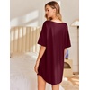 image:imageEkouaer Nightgowns for Women Bamboo Viscose Sleepshirt Short sleeve Nightshirt V Neck T shirt Night gown Boyfriend SleepwearRed