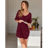 image:imageEkouaer Nightgowns for Women Bamboo Viscose Sleepshirt Short sleeve Nightshirt V Neck T shirt Night gown Boyfriend SleepwearRed