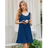 image:imageEkouaer Nightgowns for Women Sleeveless Nightdress Cute Night Gowns Short Sleepshirt Soft Sleepwear Pajama Dress SXXXLNavy White Dots