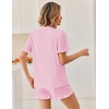 image:imageEkouaer Pajamas Set for Women Button Down Pjs Lounge Sets Ruffle Short Sleeve Sleepwear Cute LoungewearDark Pink