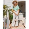 image:imageEkouaer Pajamas Set for Women Button Down Pjs Lounge Sets Ruffle Short Sleeve Sleepwear Cute LoungewearIce Green