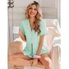 image:imageEkouaer Pajamas Set for Women Button Down Pjs Lounge Sets Ruffle Short Sleeve Sleepwear Cute LoungewearIce Green