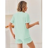 image:imageEkouaer Pajamas Set for Women Button Down Pjs Lounge Sets Ruffle Short Sleeve Sleepwear Cute LoungewearIce Green