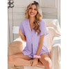image:imageEkouaer Pajamas Set for Women Button Down Pjs Lounge Sets Ruffle Short Sleeve Sleepwear Cute LoungewearLilac