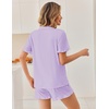 image:imageEkouaer Pajamas Set for Women Button Down Pjs Lounge Sets Ruffle Short Sleeve Sleepwear Cute LoungewearLilac