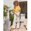 image:imageEkouaer Pajamas Set for Women Button Down Pjs Lounge Sets Ruffle Short Sleeve Sleepwear Cute LoungewearYellow