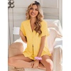 image:imageEkouaer Pajamas Set for Women Button Down Pjs Lounge Sets Ruffle Short Sleeve Sleepwear Cute LoungewearYellow