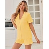 image:imageEkouaer Pajamas Set for Women Button Down Pjs Lounge Sets Ruffle Short Sleeve Sleepwear Cute LoungewearYellow