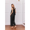 image:imageEkouaer Pajamas for Women Set 2 Piece Ruffle Pjs Soft Sleeveless Tank Top and Pants Sleepwear Bridal Casual LoungewearBlack