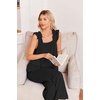 image:imageEkouaer Pajamas for Women Set 2 Piece Ruffle Pjs Soft Sleeveless Tank Top and Pants Sleepwear Bridal Casual LoungewearBlack