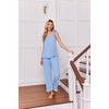 image:imageEkouaer Pajamas for Women Set 2 Piece Ruffle Pjs Soft Sleeveless Tank Top and Pants Sleepwear Bridal Casual LoungewearBlue