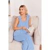 image:imageEkouaer Pajamas for Women Set 2 Piece Ruffle Pjs Soft Sleeveless Tank Top and Pants Sleepwear Bridal Casual LoungewearBlue