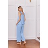 image:imageEkouaer Pajamas for Women Set 2 Piece Ruffle Pjs Soft Sleeveless Tank Top and Pants Sleepwear Bridal Casual LoungewearBlue