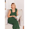 image:imageEkouaer Pajamas for Women Set 2 Piece Ruffle Pjs Soft Sleeveless Tank Top and Pants Sleepwear Bridal Casual LoungewearBright Green