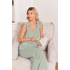 image:imageEkouaer Pajamas for Women Set 2 Piece Ruffle Pjs Soft Sleeveless Tank Top and Pants Sleepwear Bridal Casual LoungewearGreen