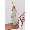 image:imageEkouaer Pajamas for Women Set 2 Piece Ruffle Pjs Soft Sleeveless Tank Top and Pants Sleepwear Bridal Casual LoungewearGreen
