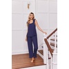 image:imageEkouaer Pajamas for Women Set 2 Piece Ruffle Pjs Soft Sleeveless Tank Top and Pants Sleepwear Bridal Casual LoungewearNavy Blue