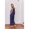 image:imageEkouaer Pajamas for Women Set 2 Piece Ruffle Pjs Soft Sleeveless Tank Top and Pants Sleepwear Bridal Casual LoungewearNavy Blue