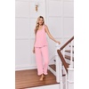 image:imageEkouaer Pajamas for Women Set 2 Piece Ruffle Pjs Soft Sleeveless Tank Top and Pants Sleepwear Bridal Casual LoungewearPink