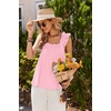 image:imageEkouaer Pajamas for Women Set 2 Piece Ruffle Pjs Soft Sleeveless Tank Top and Pants Sleepwear Bridal Casual LoungewearPink