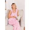 image:imageEkouaer Pajamas for Women Set 2 Piece Ruffle Pjs Soft Sleeveless Tank Top and Pants Sleepwear Bridal Casual LoungewearPink Plaid