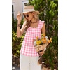 image:imageEkouaer Pajamas for Women Set 2 Piece Ruffle Pjs Soft Sleeveless Tank Top and Pants Sleepwear Bridal Casual LoungewearPink Plaid