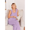 image:imageEkouaer Pajamas for Women Set 2 Piece Ruffle Pjs Soft Sleeveless Tank Top and Pants Sleepwear Bridal Casual LoungewearPurple