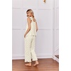 image:imageEkouaer Pajamas for Women Set 2 Piece Ruffle Pjs Soft Sleeveless Tank Top and Pants Sleepwear Bridal Casual LoungewearSmall FlowersBeige