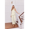 image:imageEkouaer Pajamas for Women Set 2 Piece Ruffle Pjs Soft Sleeveless Tank Top and Pants Sleepwear Bridal Casual LoungewearSmall FlowersBeige