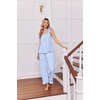 image:imageEkouaer Pajamas for Women Set 2 Piece Ruffle Pjs Soft Sleeveless Tank Top and Pants Sleepwear Bridal Casual LoungewearStripes BowBlue