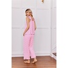 image:imageEkouaer Pajamas for Women Set 2 Piece Ruffle Pjs Soft Sleeveless Tank Top and Pants Sleepwear Bridal Casual LoungewearStripesHeartsPink
