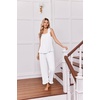 image:imageEkouaer Pajamas for Women Set 2 Piece Ruffle Pjs Soft Sleeveless Tank Top and Pants Sleepwear Bridal Casual LoungewearWhite