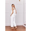 image:imageEkouaer Pajamas for Women Set 2 Piece Ruffle Pjs Soft Sleeveless Tank Top and Pants Sleepwear Bridal Casual LoungewearWhite